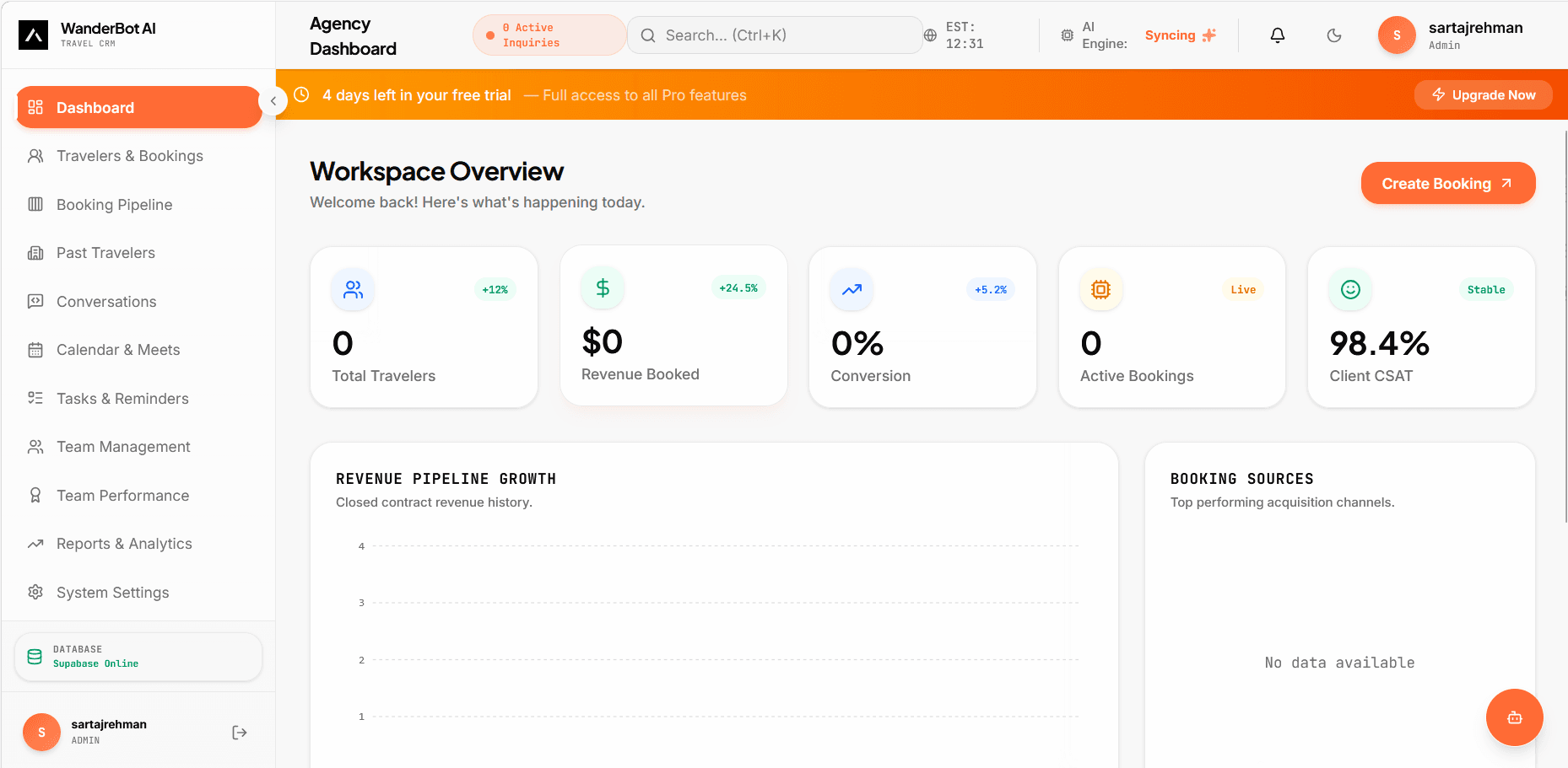 Rihla CRM Dashboard